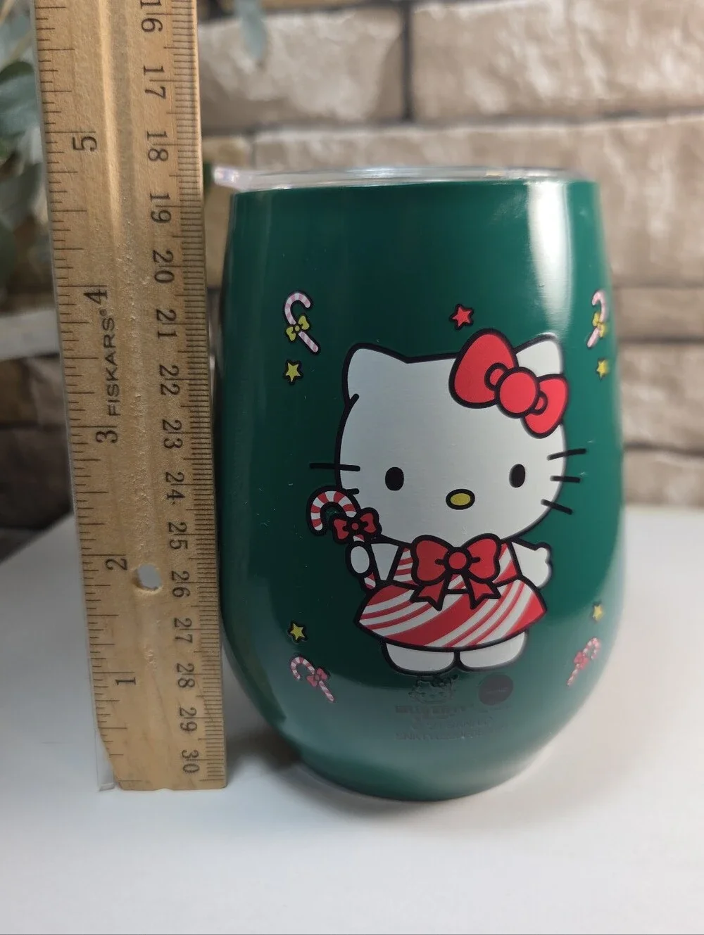 Hello Kitty Candy Cane Christmas Steel Tumbler Cup Sanrio 10oz LIMITED Hot &Cold